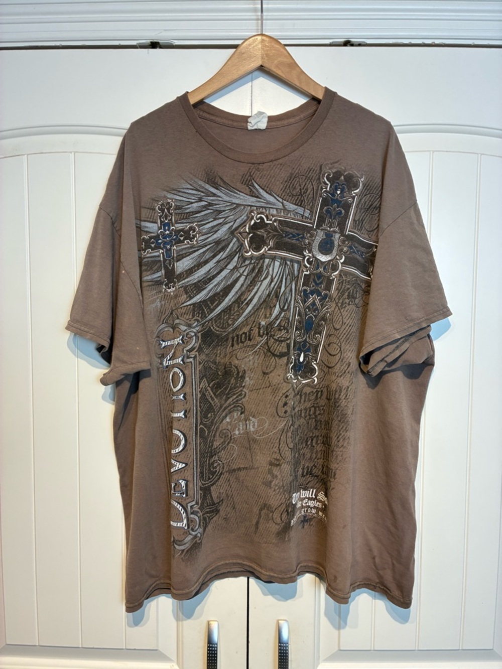 Men's Brown Graphic Cross Short-Sleeve T-Shirt Size XXL